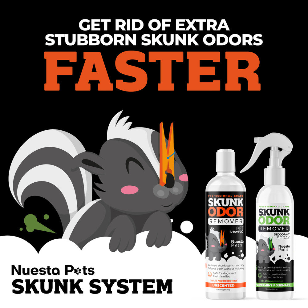 Skunk Odor Remover by Nuesta Pets Activated Charcoal Shampoo Spray
