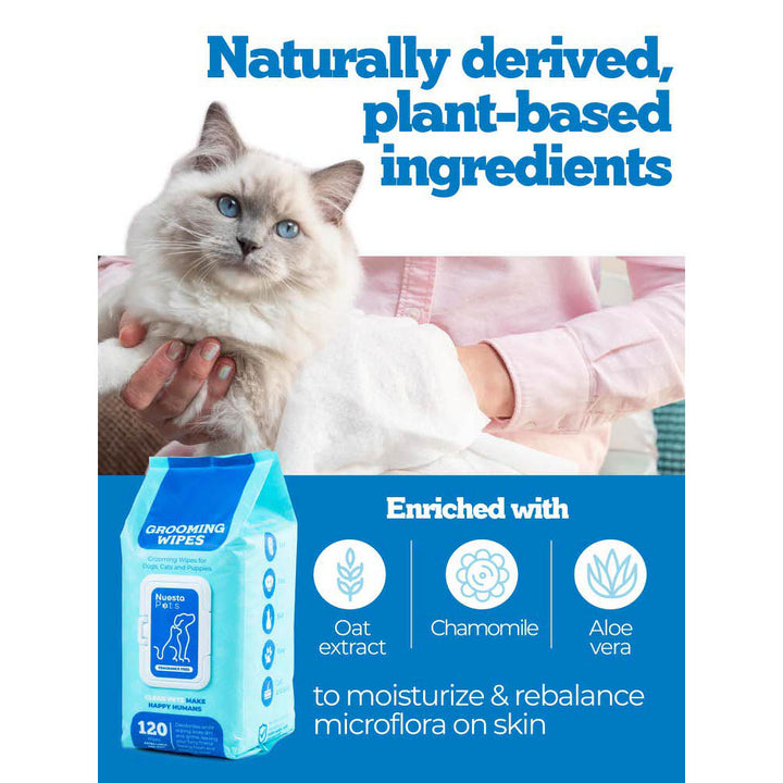 Nuesta Pets Hypoallergenic Pet Wipes Safe Grooming for Dogs & Cats