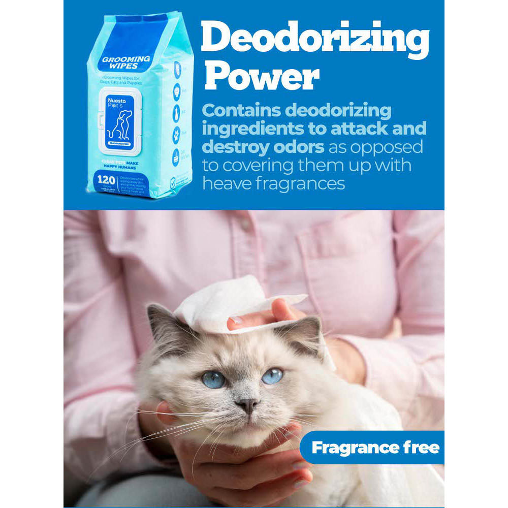 Nuesta Pets Hypoallergenic Pet Wipes Safe Grooming for Dogs & Cats